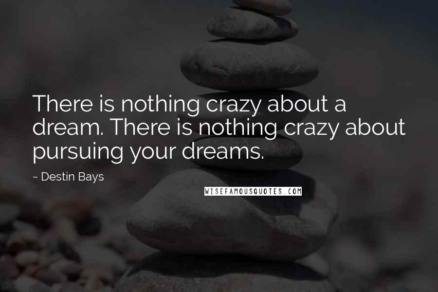 Destin Bays Quotes: There is nothing crazy about a dream. There is nothing crazy about pursuing your dreams.