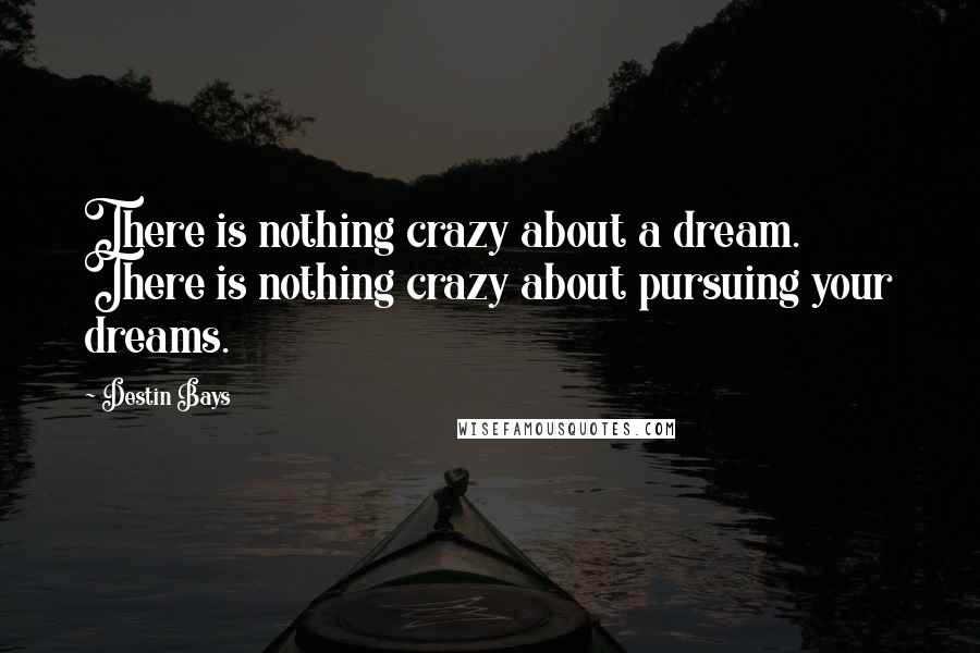 Destin Bays Quotes: There is nothing crazy about a dream. There is nothing crazy about pursuing your dreams.