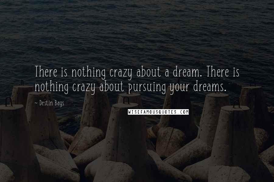 Destin Bays Quotes: There is nothing crazy about a dream. There is nothing crazy about pursuing your dreams.