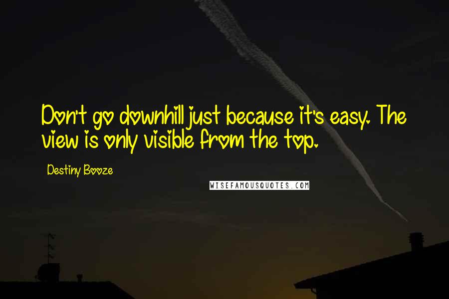 Destiny Booze Quotes: Don't go downhill just because it's easy. The view is only visible from the top.