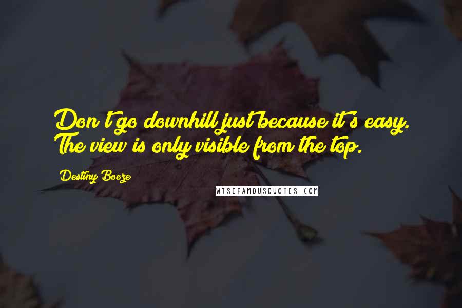 Destiny Booze Quotes: Don't go downhill just because it's easy. The view is only visible from the top.