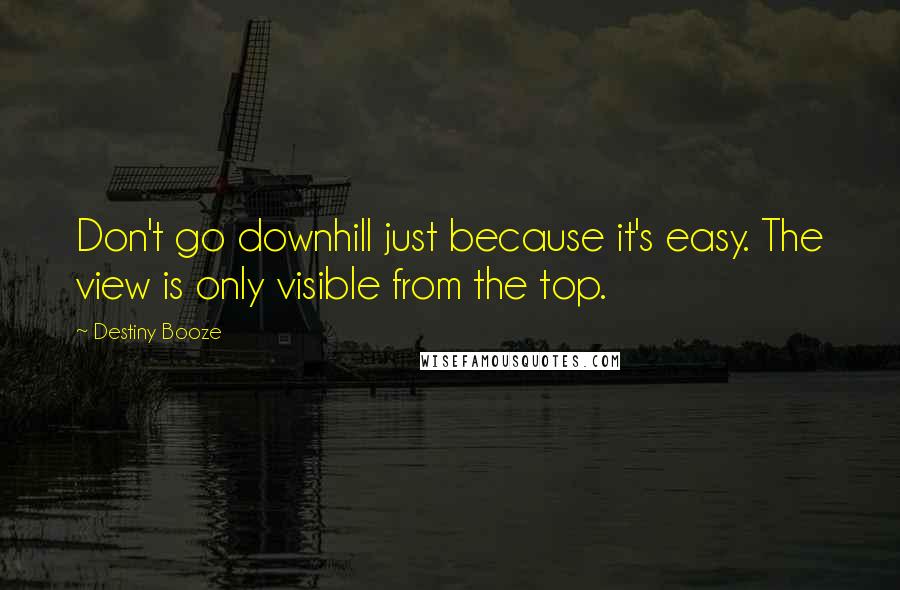 Destiny Booze Quotes: Don't go downhill just because it's easy. The view is only visible from the top.