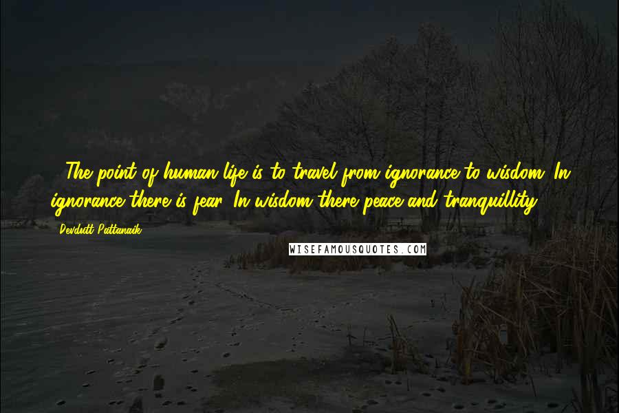 Devdutt Pattanaik Quotes: .. The point of human life is to travel from ignorance to wisdom. In ignorance there is fear. In wisdom there peace and tranquillity.