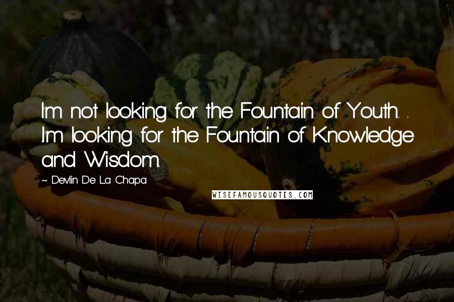 Devlin De La Chapa Quotes: I'm not looking for the Fountain of Youth. . .I'm looking for the Fountain of Knowledge and Wisdom.