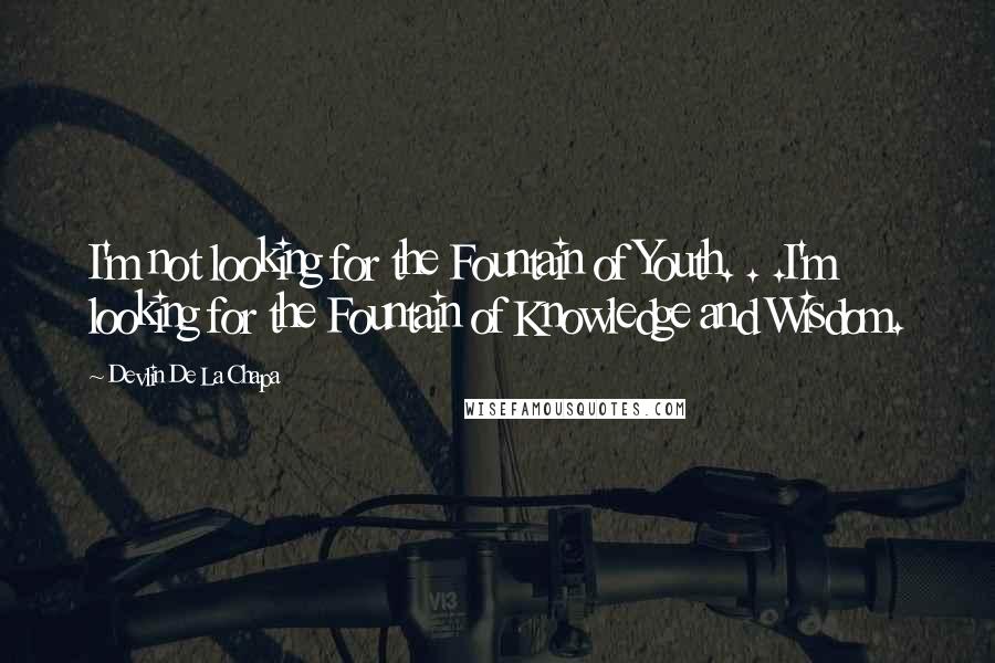 Devlin De La Chapa Quotes: I'm not looking for the Fountain of Youth. . .I'm looking for the Fountain of Knowledge and Wisdom.
