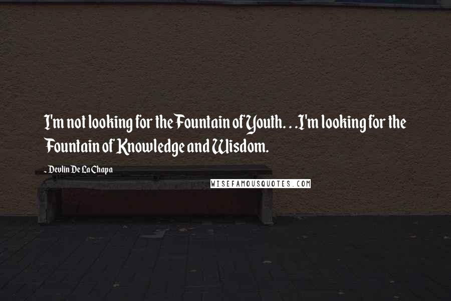 Devlin De La Chapa Quotes: I'm not looking for the Fountain of Youth. . .I'm looking for the Fountain of Knowledge and Wisdom.