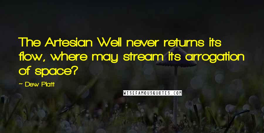 Dew Platt Quotes: The Artesian Well never returns its flow, where may stream its arrogation of space?