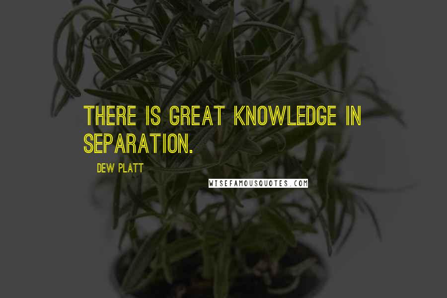Dew Platt Quotes: There is great knowledge in separation.
