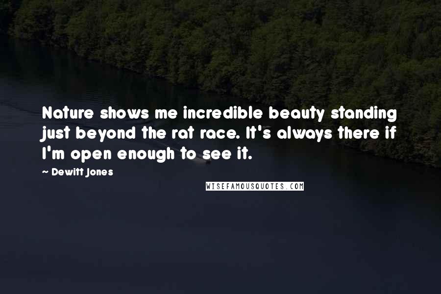 Dewitt Jones Quotes: Nature shows me incredible beauty standing just beyond the rat race. It's always there if I'm open enough to see it.