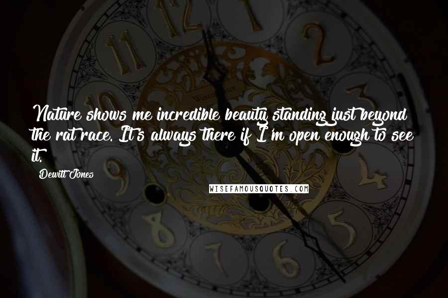 Dewitt Jones Quotes: Nature shows me incredible beauty standing just beyond the rat race. It's always there if I'm open enough to see it.