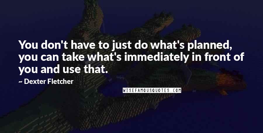 Dexter Fletcher Quotes: You don't have to just do what's planned, you can take what's immediately in front of you and use that.