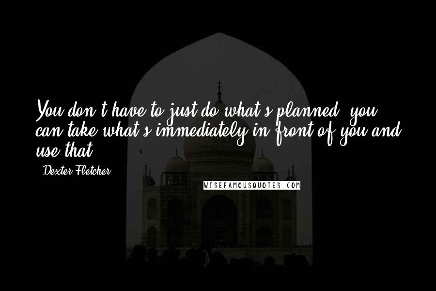 Dexter Fletcher Quotes: You don't have to just do what's planned, you can take what's immediately in front of you and use that.