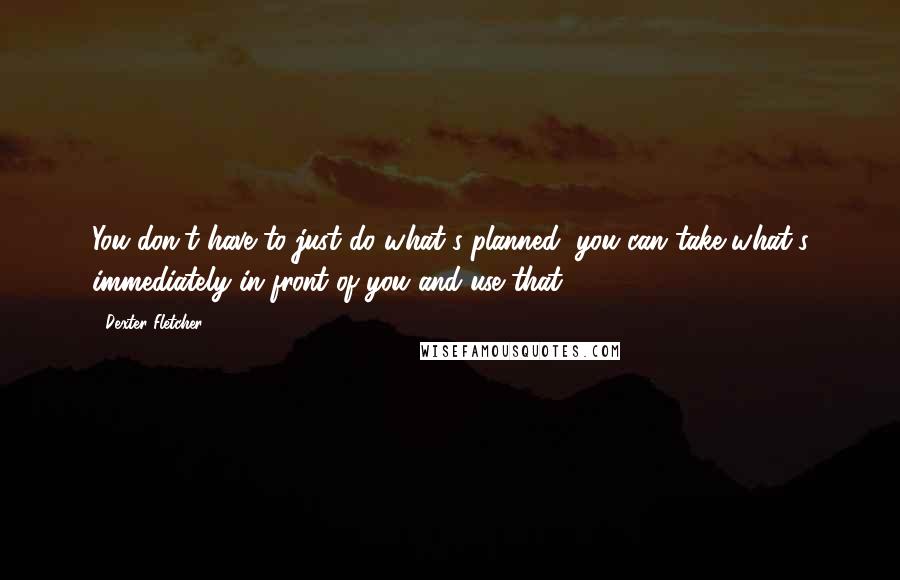 Dexter Fletcher Quotes: You don't have to just do what's planned, you can take what's immediately in front of you and use that.