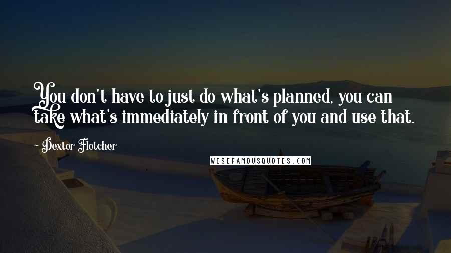 Dexter Fletcher Quotes: You don't have to just do what's planned, you can take what's immediately in front of you and use that.