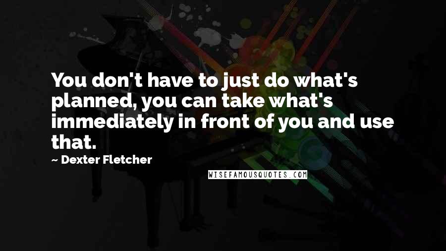 Dexter Fletcher Quotes: You don't have to just do what's planned, you can take what's immediately in front of you and use that.