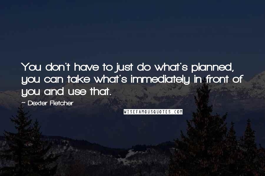 Dexter Fletcher Quotes: You don't have to just do what's planned, you can take what's immediately in front of you and use that.