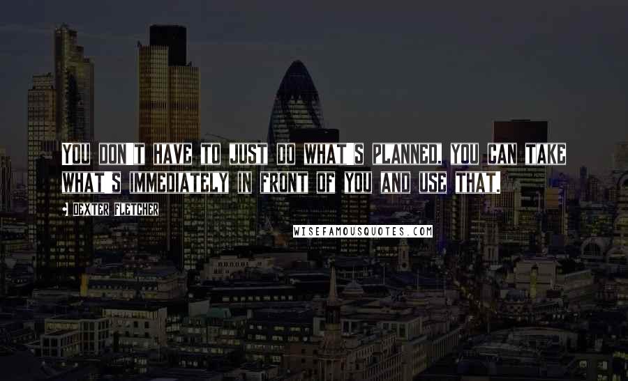 Dexter Fletcher Quotes: You don't have to just do what's planned, you can take what's immediately in front of you and use that.
