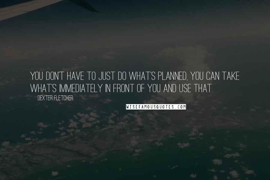 Dexter Fletcher Quotes: You don't have to just do what's planned, you can take what's immediately in front of you and use that.