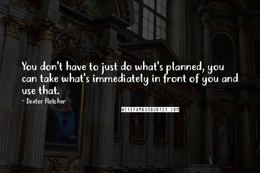 Dexter Fletcher Quotes: You don't have to just do what's planned, you can take what's immediately in front of you and use that.