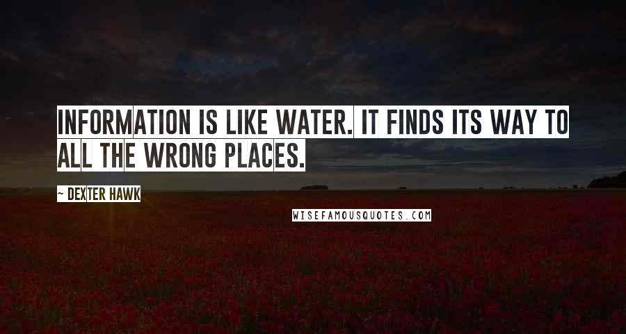 Dexter Hawk Quotes: Information is like water. It finds its way to all the wrong places.