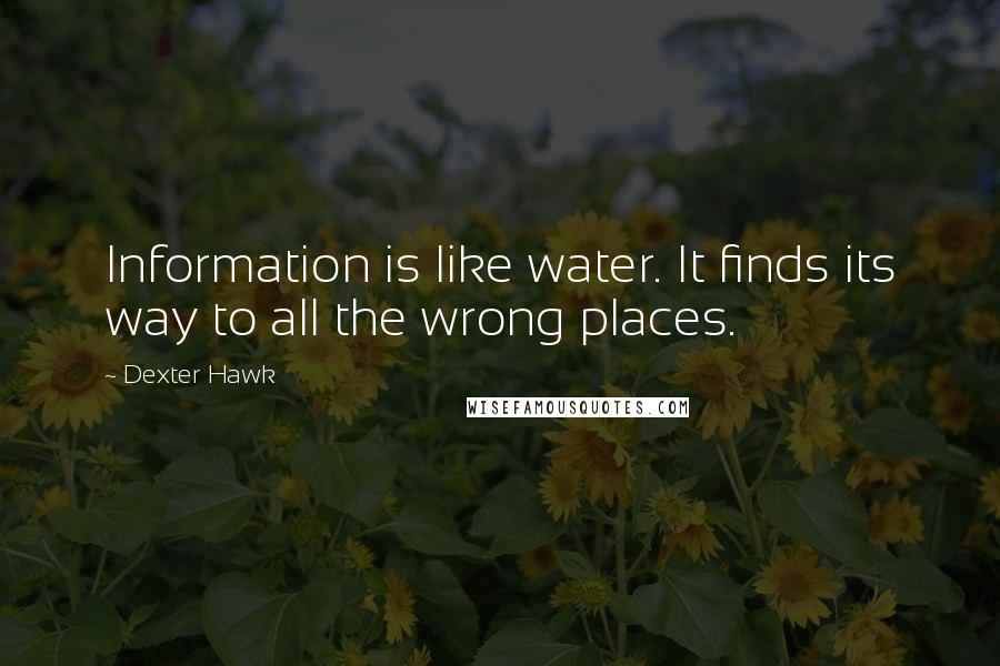 Dexter Hawk Quotes: Information is like water. It finds its way to all the wrong places.