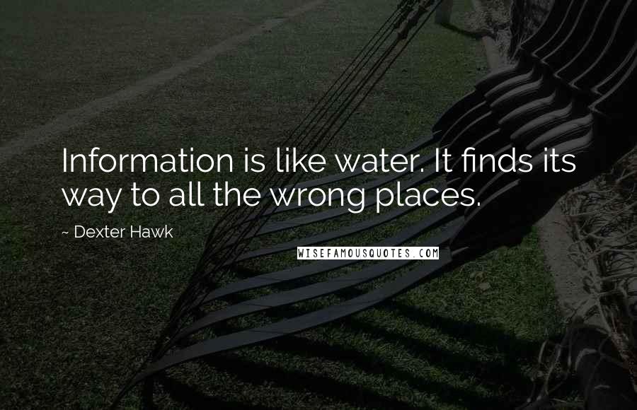 Dexter Hawk Quotes: Information is like water. It finds its way to all the wrong places.