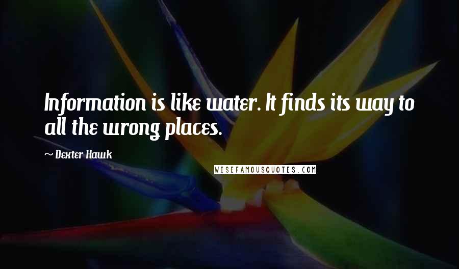 Dexter Hawk Quotes: Information is like water. It finds its way to all the wrong places.