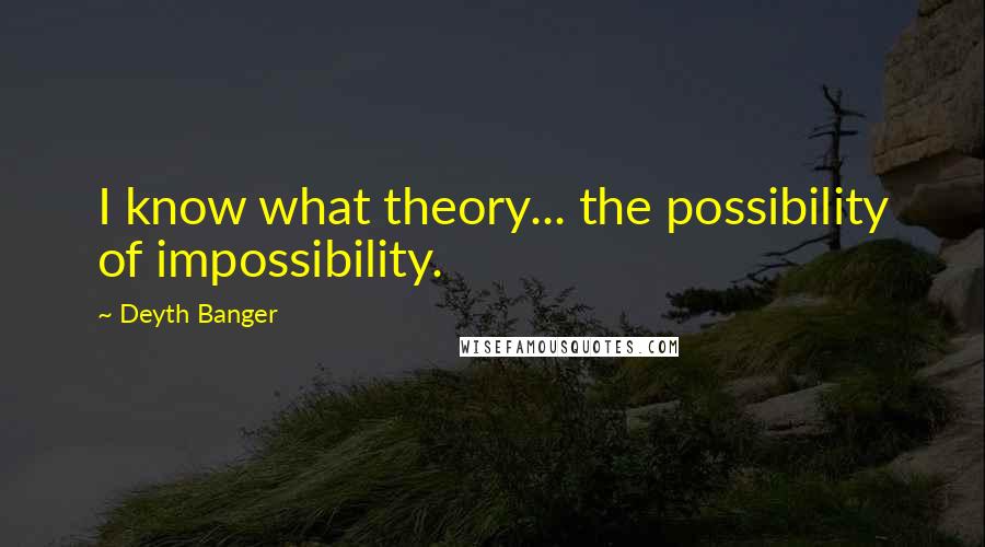 Deyth Banger Quotes: I know what theory... the possibility of impossibility.