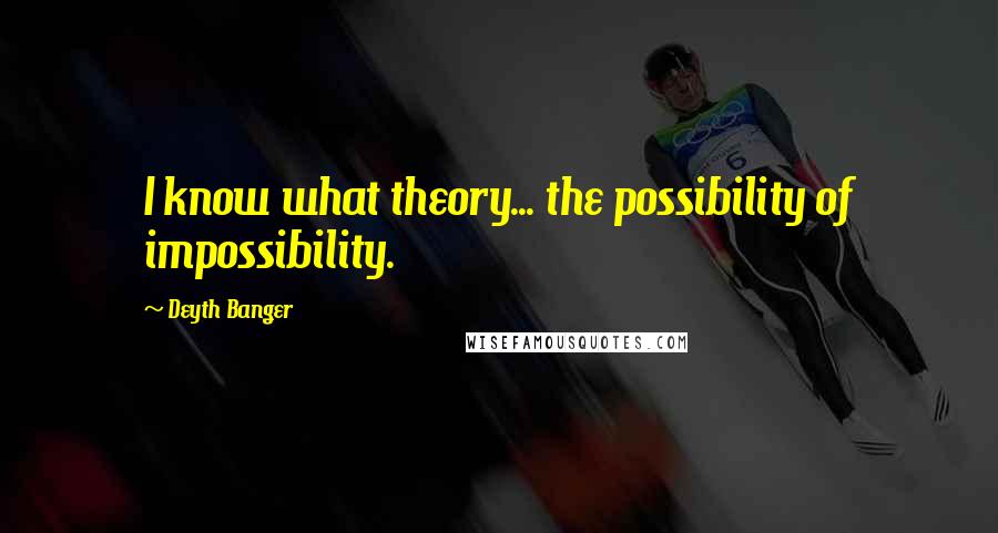 Deyth Banger Quotes: I know what theory... the possibility of impossibility.