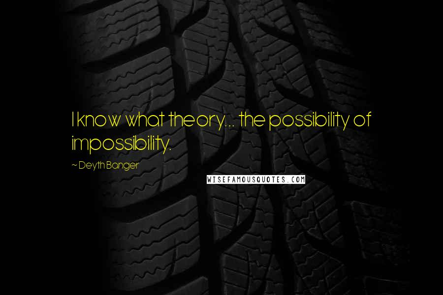 Deyth Banger Quotes: I know what theory... the possibility of impossibility.