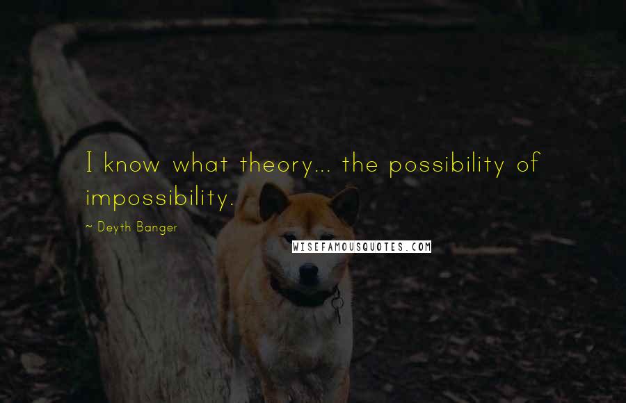 Deyth Banger Quotes: I know what theory... the possibility of impossibility.