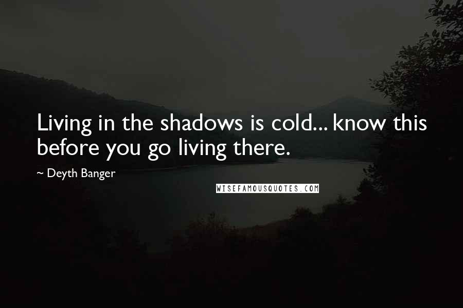 Deyth Banger Quotes: Living in the shadows is cold... know this before you go living there.