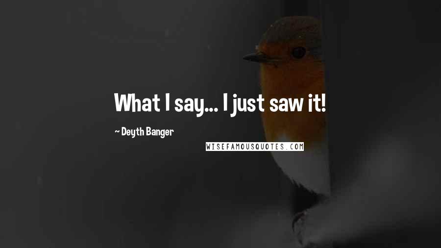 Deyth Banger Quotes: What I say... I just saw it!