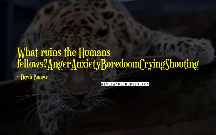 Deyth Banger Quotes: What ruins the Humans fellows?AngerAnxietyBoredoomCryingShouting