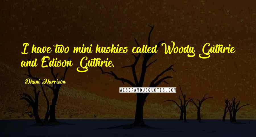 Dhani Harrison Quotes: I have two mini huskies called Woody Guthrie and Edison Guthrie.