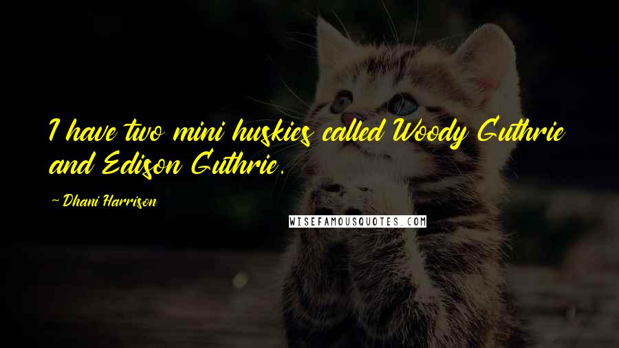 Dhani Harrison Quotes: I have two mini huskies called Woody Guthrie and Edison Guthrie.