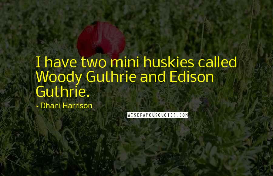 Dhani Harrison Quotes: I have two mini huskies called Woody Guthrie and Edison Guthrie.