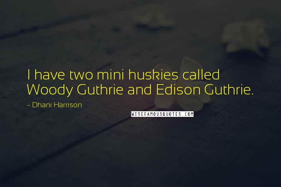 Dhani Harrison Quotes: I have two mini huskies called Woody Guthrie and Edison Guthrie.