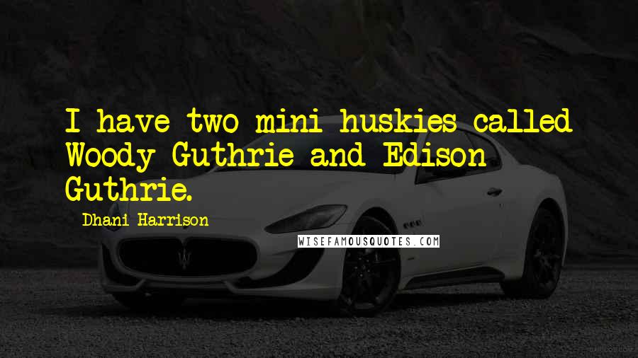 Dhani Harrison Quotes: I have two mini huskies called Woody Guthrie and Edison Guthrie.