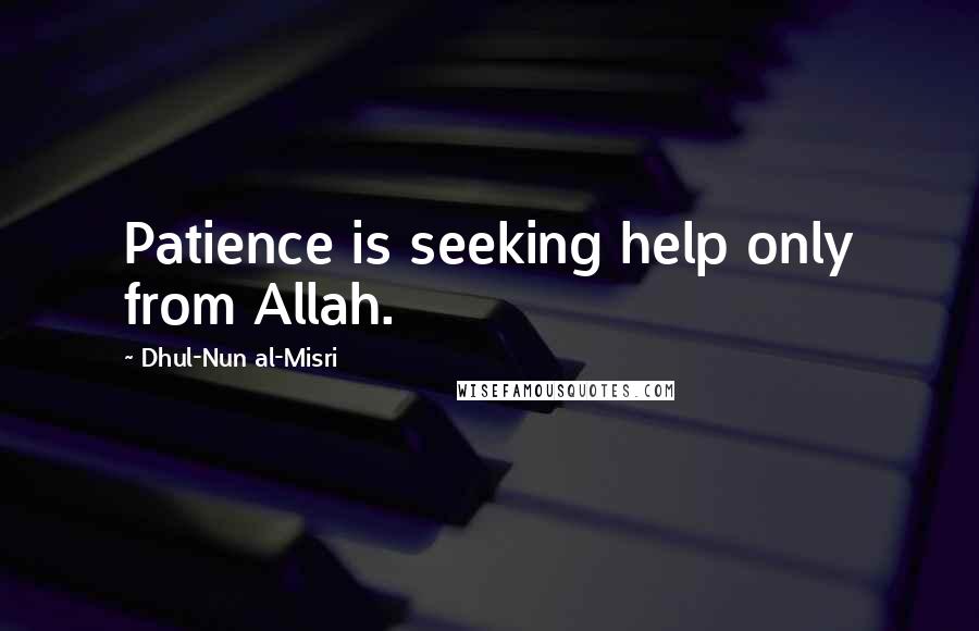 Dhul-Nun Al-Misri Quotes: Patience is seeking help only from Allah.