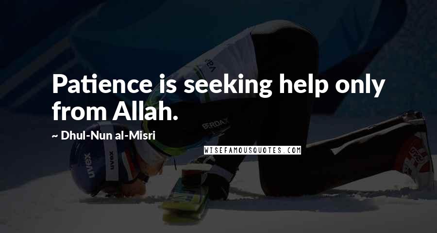 Dhul-Nun Al-Misri Quotes: Patience is seeking help only from Allah.