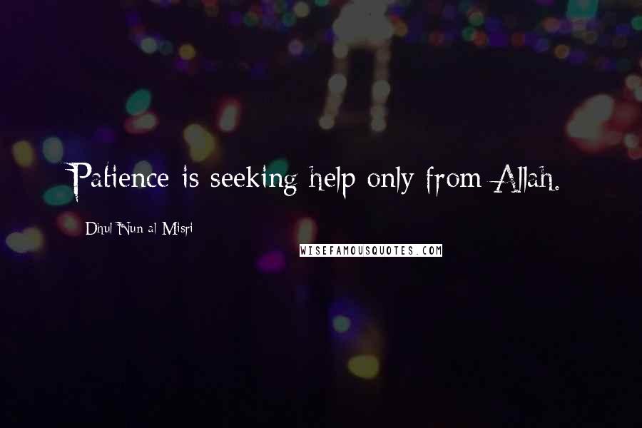 Dhul-Nun Al-Misri Quotes: Patience is seeking help only from Allah.