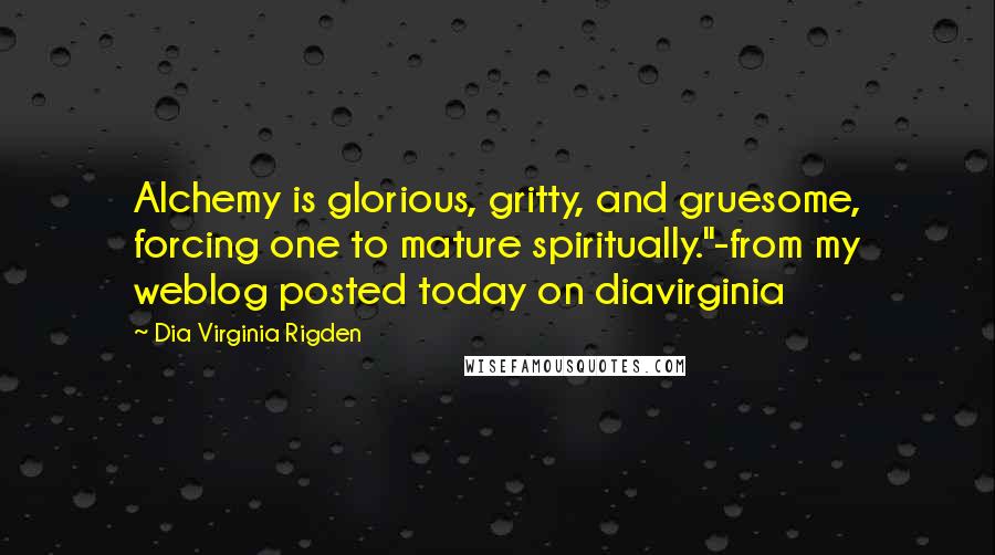 Dia Virginia Rigden Quotes: Alchemy is glorious, gritty, and gruesome, forcing one to mature spiritually."-from my weblog posted today on diavirginia