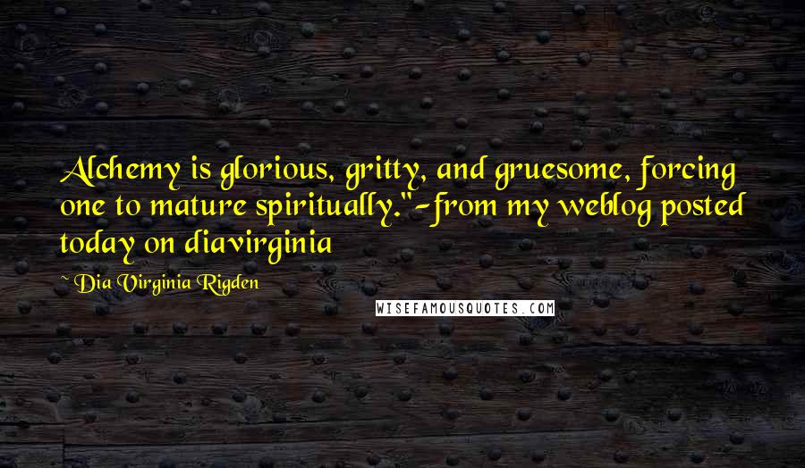 Dia Virginia Rigden Quotes: Alchemy is glorious, gritty, and gruesome, forcing one to mature spiritually."-from my weblog posted today on diavirginia