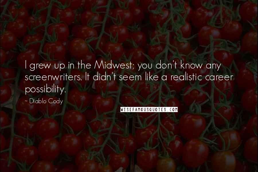 Diablo Cody Quotes: I grew up in the Midwest; you don't know any screenwriters. It didn't seem like a realistic career possibility.