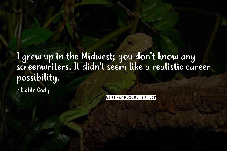 Diablo Cody Quotes: I grew up in the Midwest; you don't know any screenwriters. It didn't seem like a realistic career possibility.