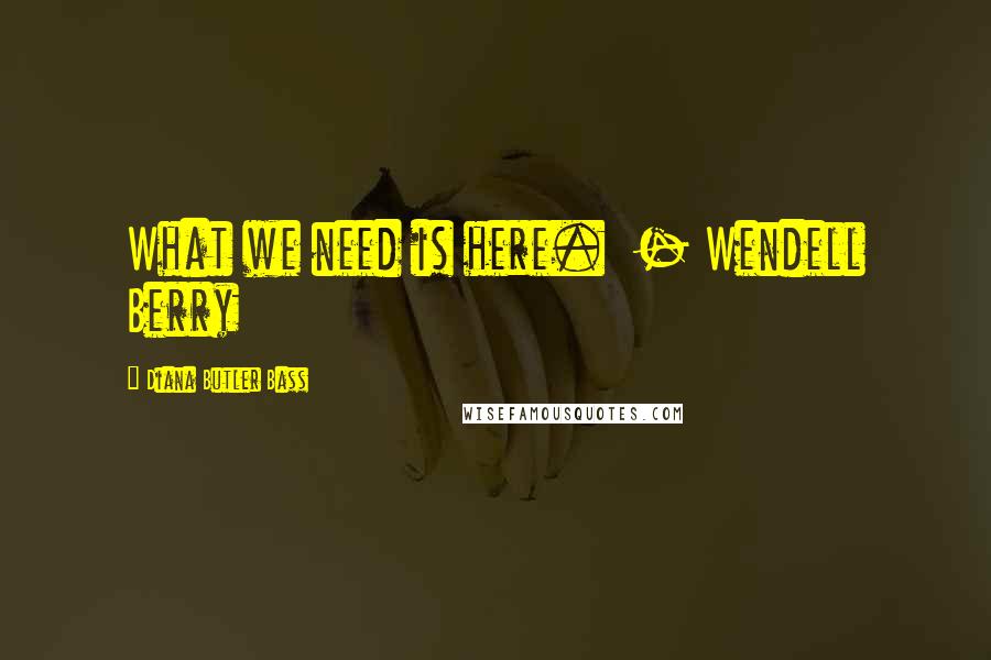 Diana Butler Bass Quotes: What we need is here. - Wendell Berry