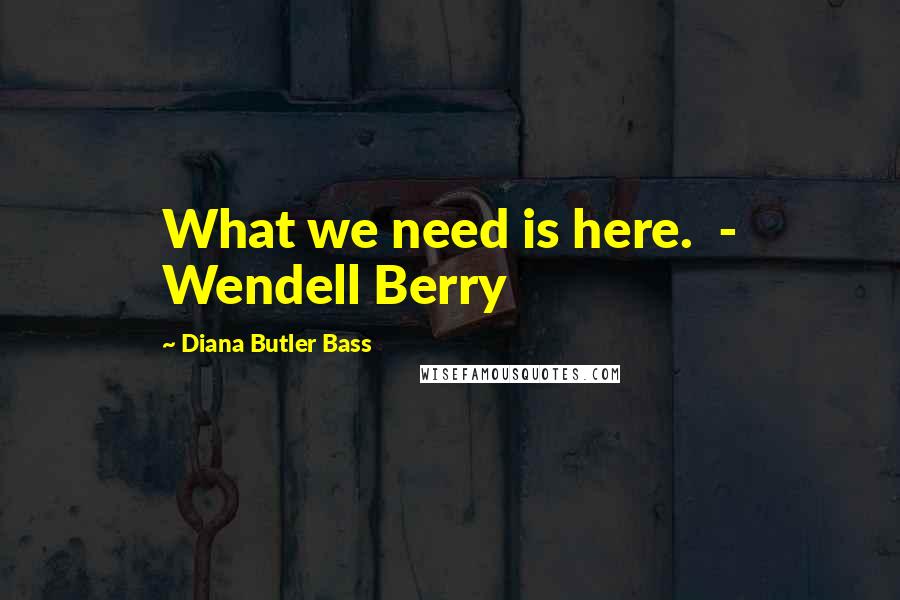 Diana Butler Bass Quotes: What we need is here. - Wendell Berry
