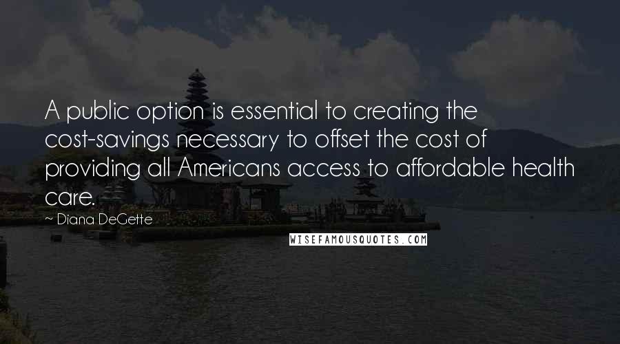 Diana DeGette Quotes: A public option is essential to creating the cost-savings necessary to offset the cost of providing all Americans access to affordable health care.