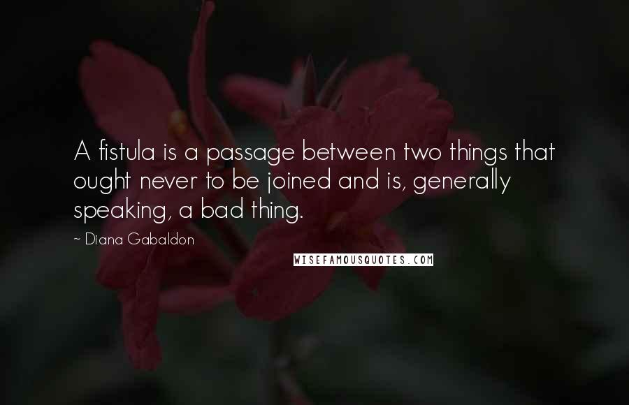 Diana Gabaldon Quotes: A fistula is a passage between two things that ought never to be joined and is, generally speaking, a bad thing.